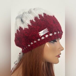 Hand Knits 2 Love Slouch Beanie Hat Adjustable Fit Faux Fur Pom Pom Designer
